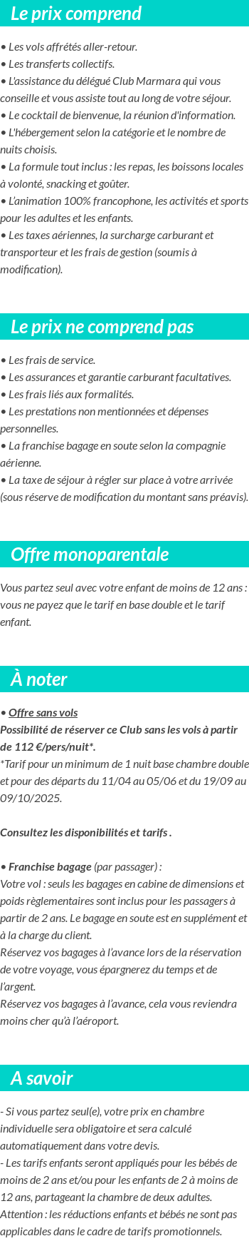 Conditions tarifaires