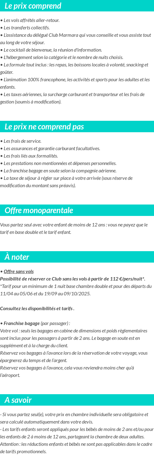 Conditions tarifaires