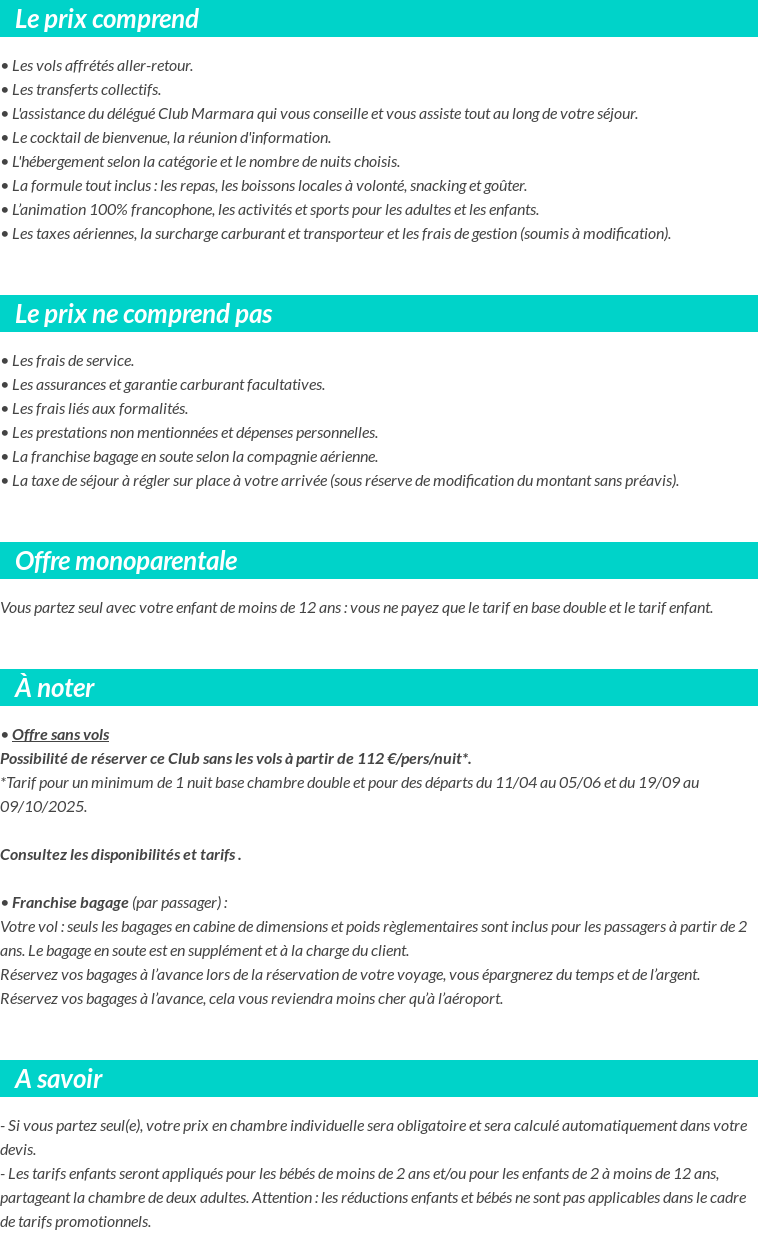Conditions tarifaires