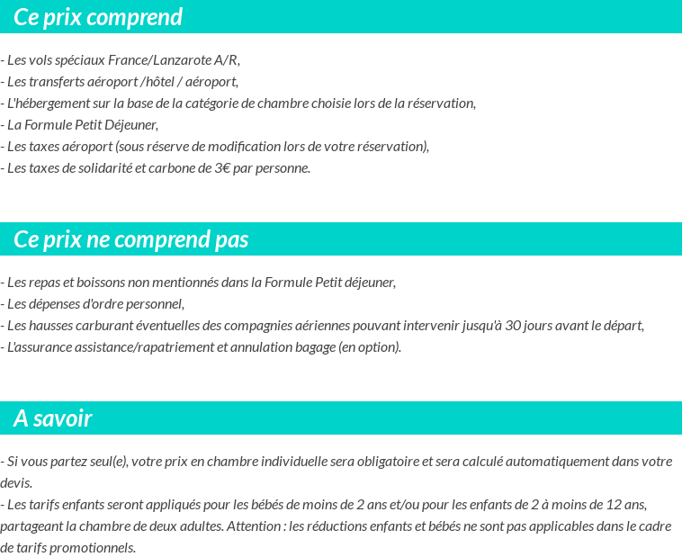 Conditions tarifaires