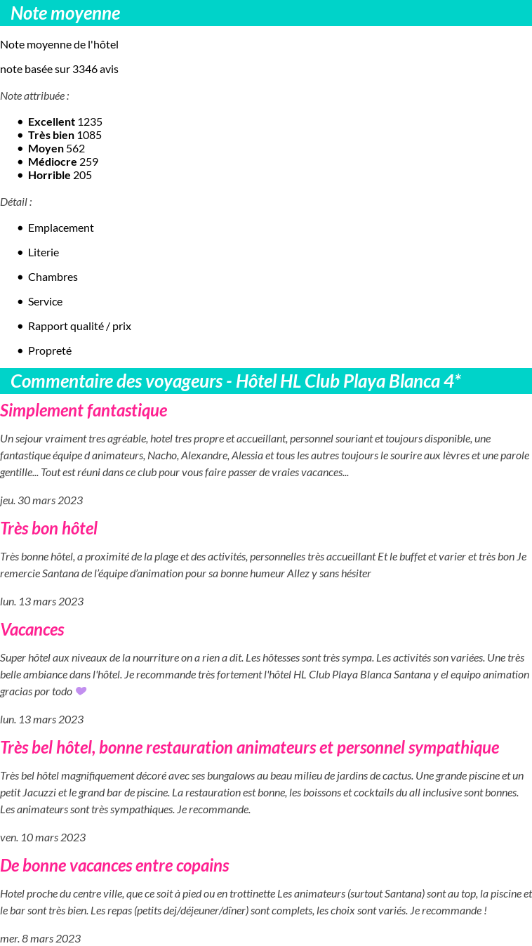 Avis clients