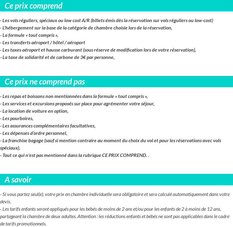 Conditions tarifaires