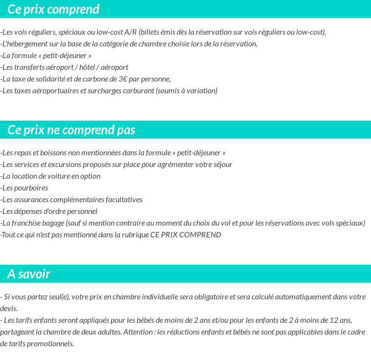 Conditions tarifaires