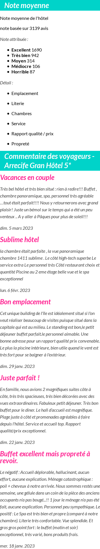 Avis clients