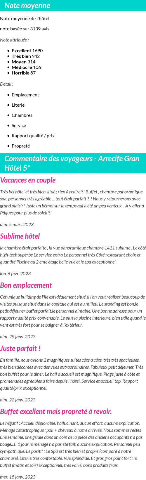 Avis clients