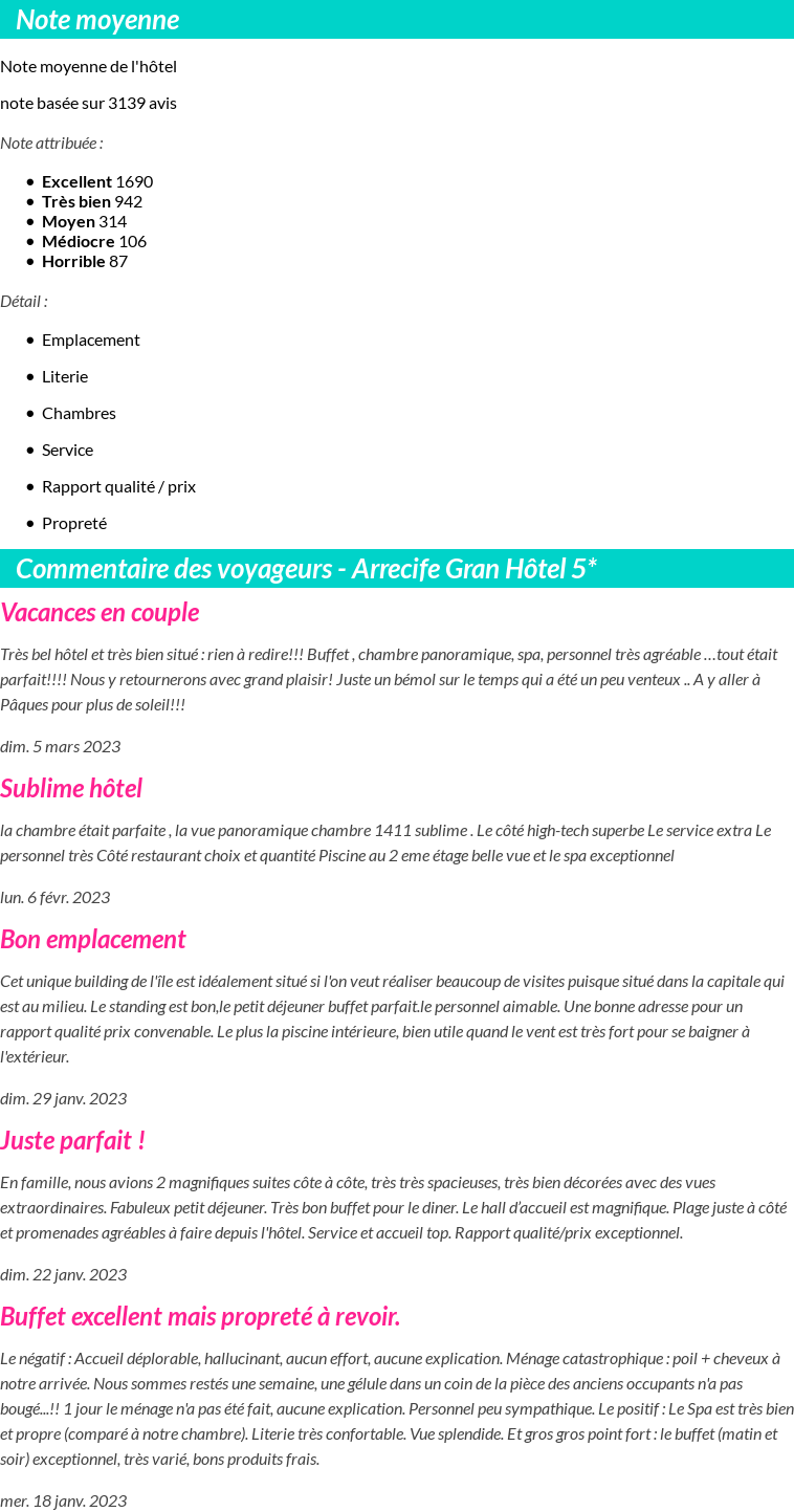 Avis clients