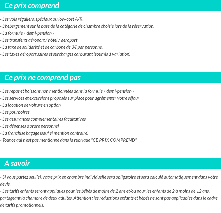 Conditions tarifaires