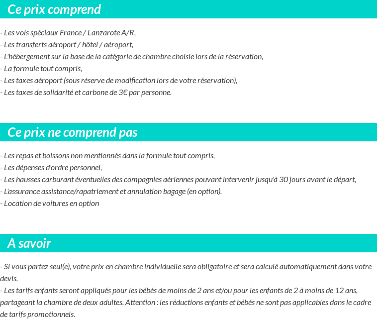 Conditions tarifaires