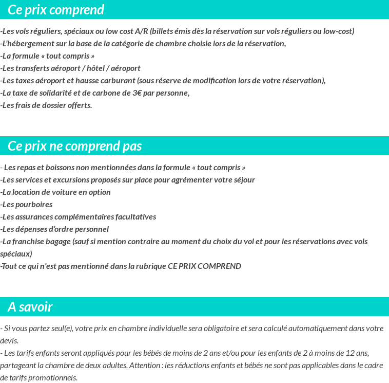 Conditions tarifaires