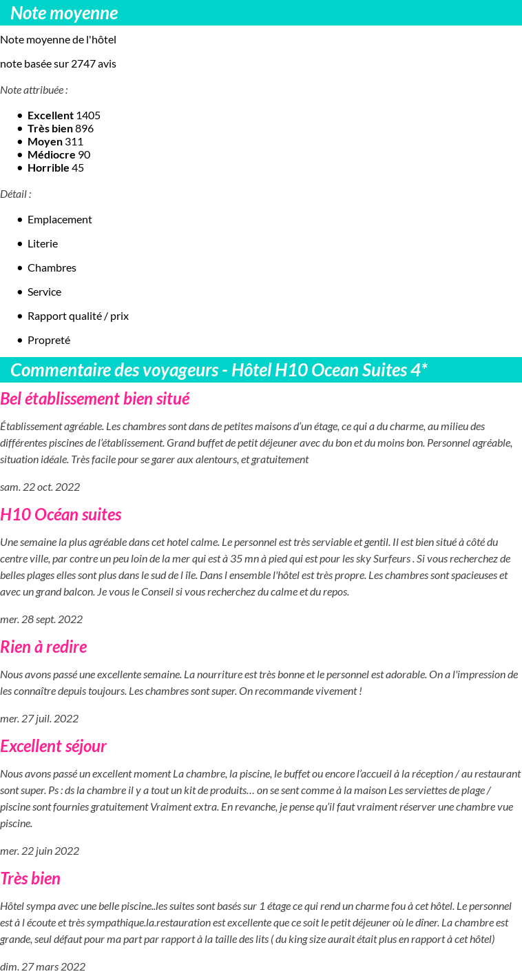 Avis clients