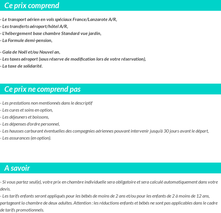 Conditions tarifaires