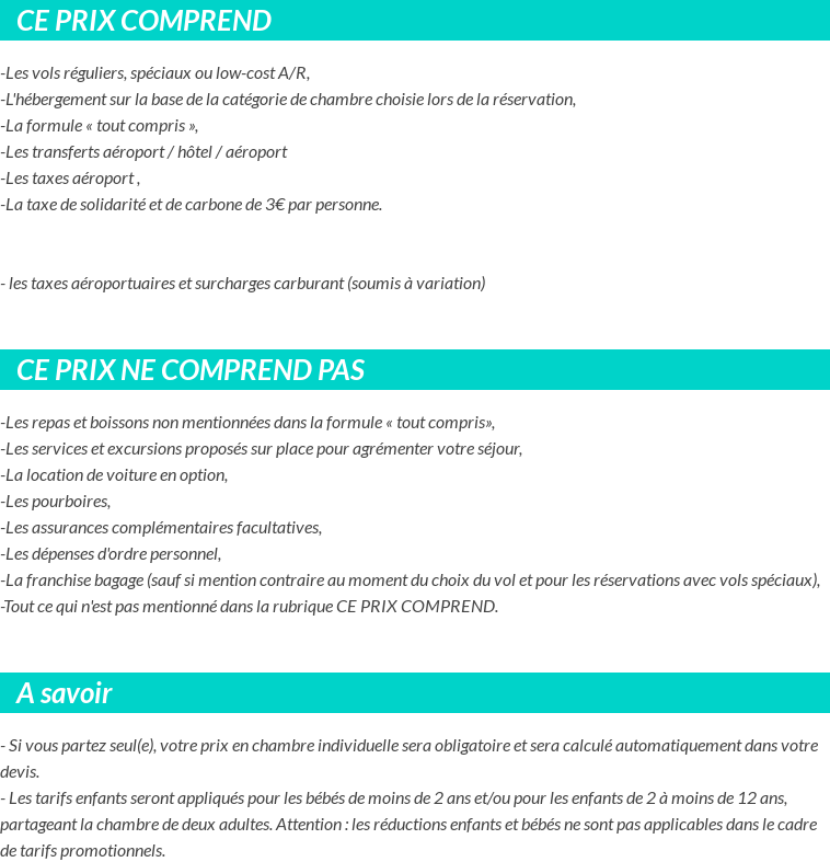 Conditions tarifaires