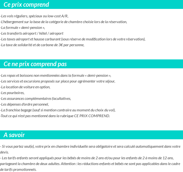 Conditions tarifaires