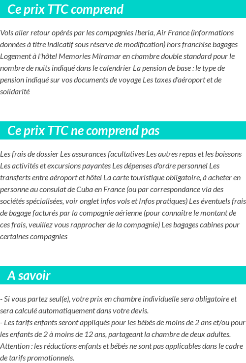 Conditions tarifaires