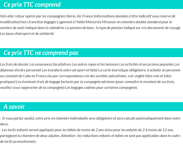 Conditions tarifaires