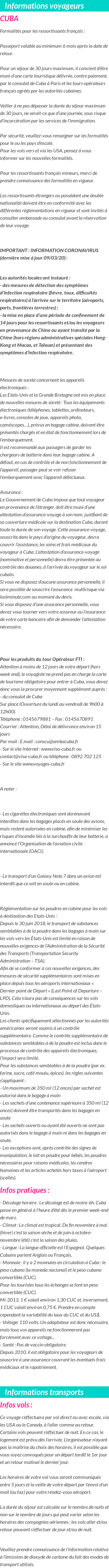 Formalités et infos voyageurs