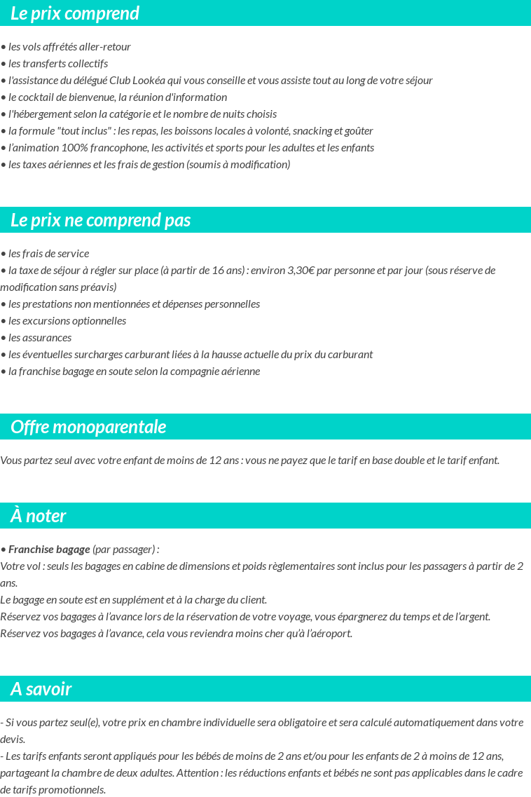 Conditions tarifaires