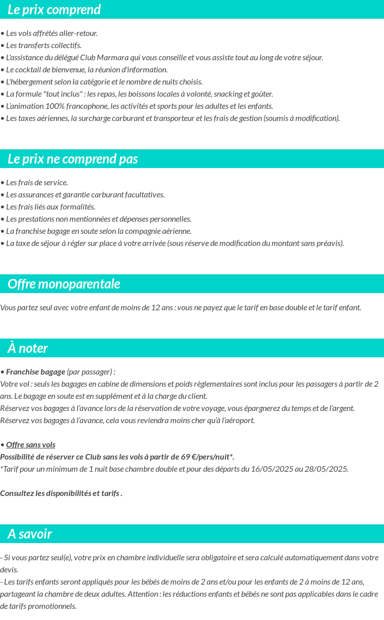 Conditions tarifaires