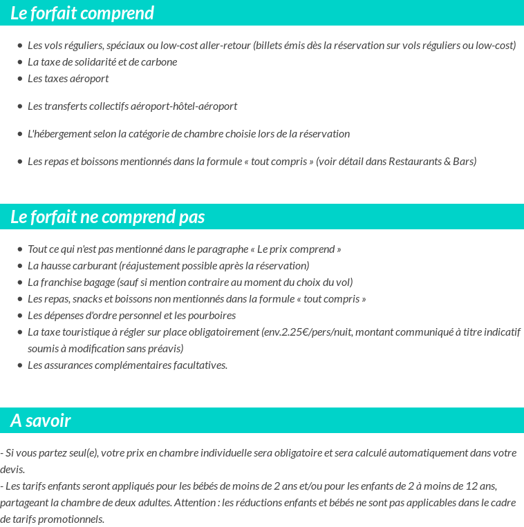 Conditions tarifaires