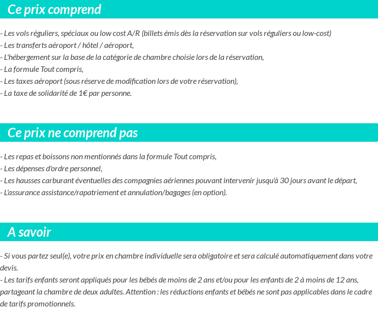 Conditions tarifaires