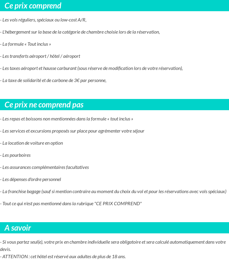 Conditions tarifaires