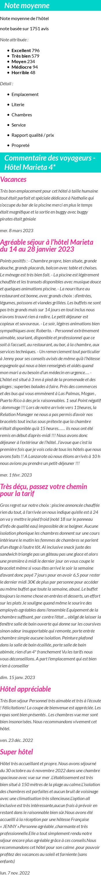 Avis clients