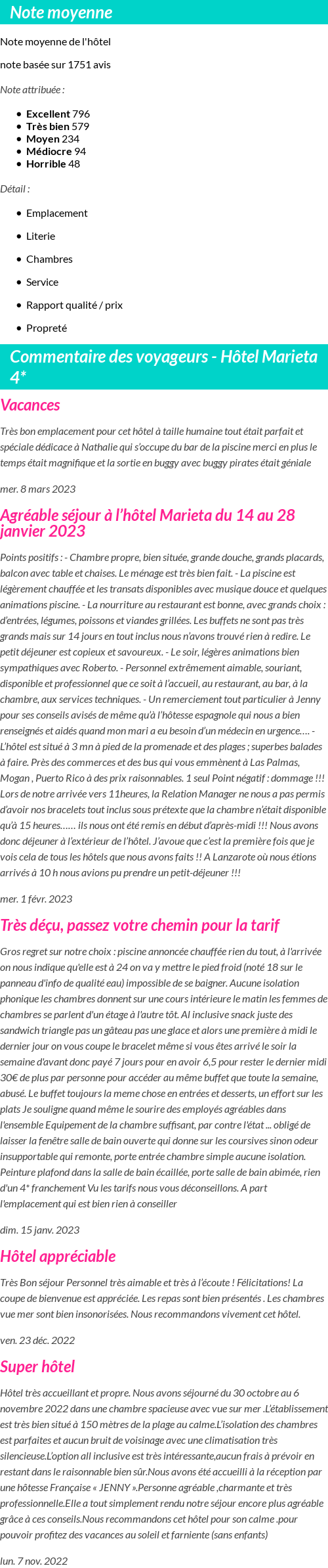 Avis clients