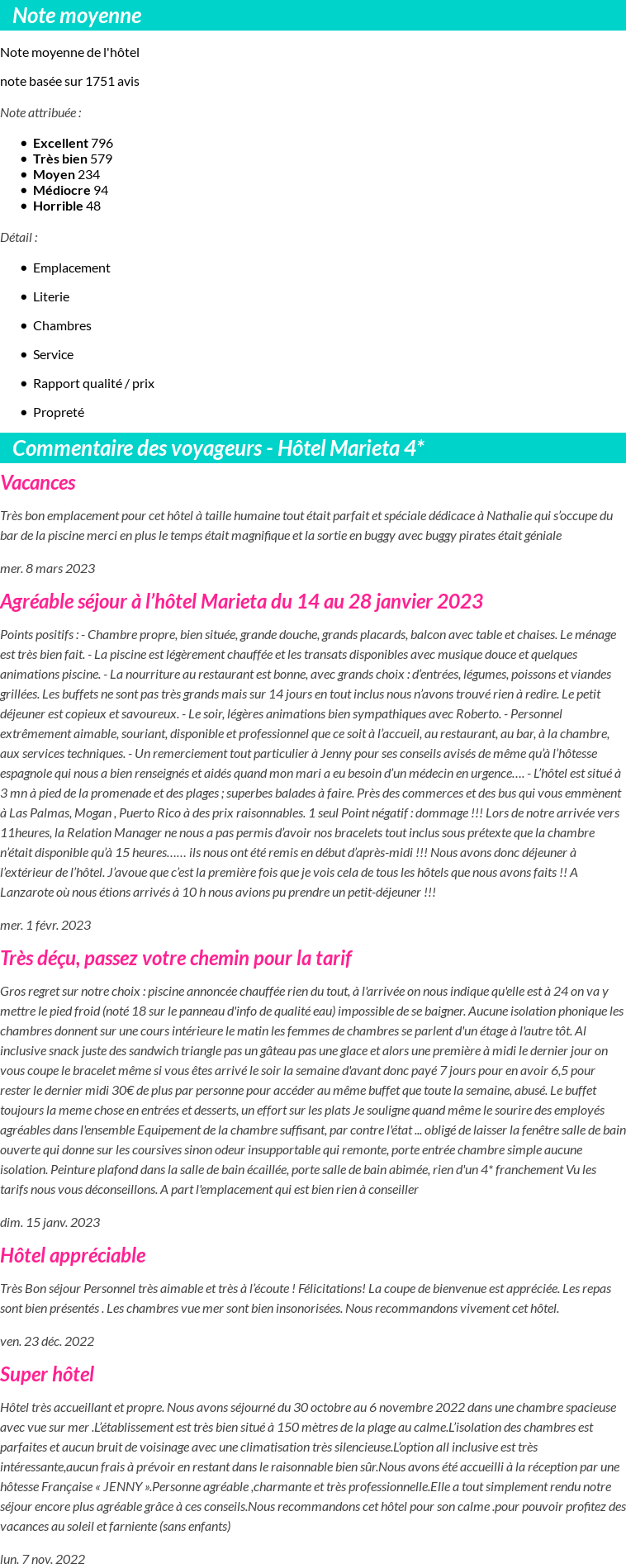 Avis clients