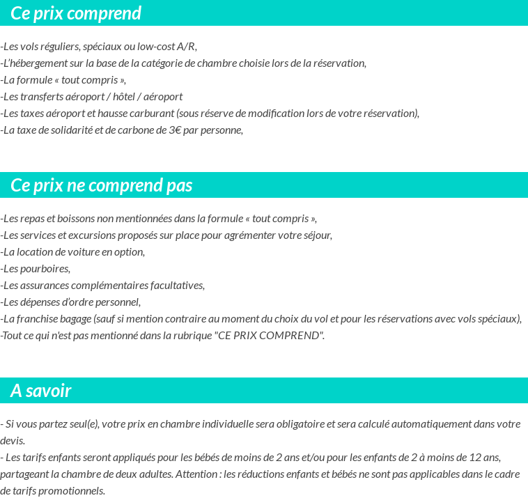 Conditions tarifaires