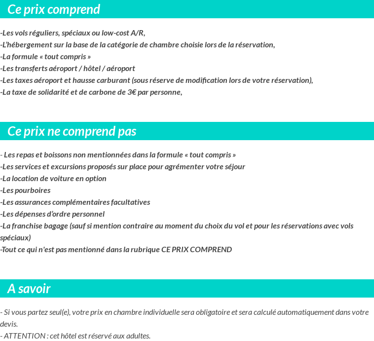 Conditions tarifaires