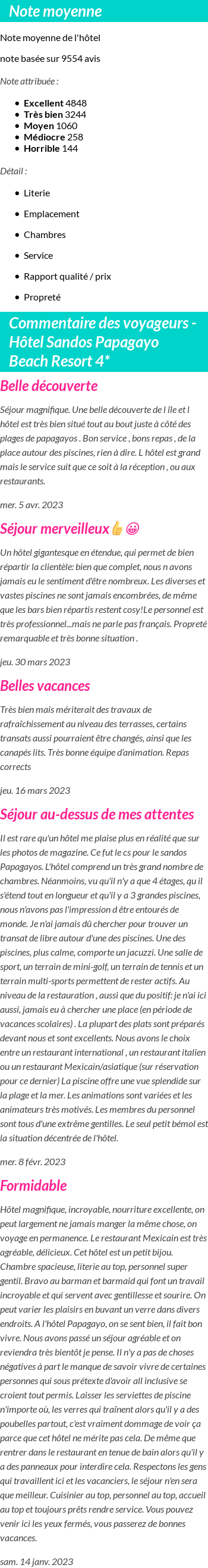 Avis clients