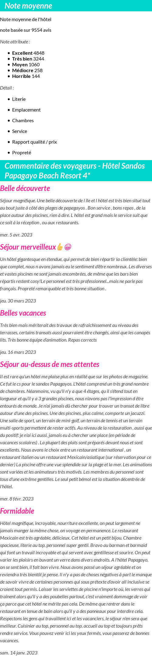 Avis clients