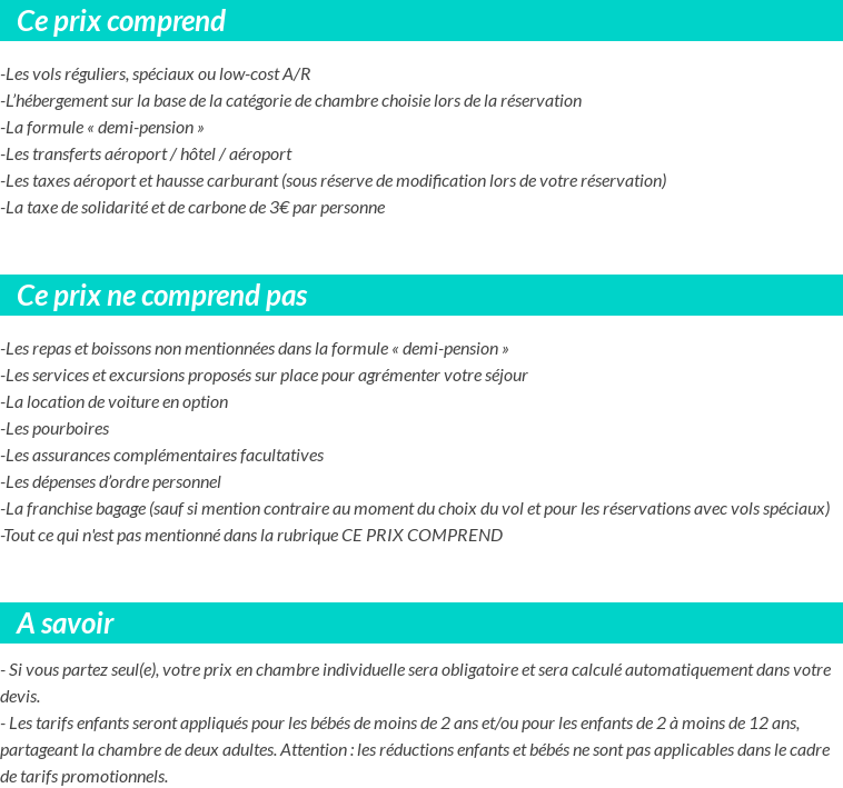 Conditions tarifaires