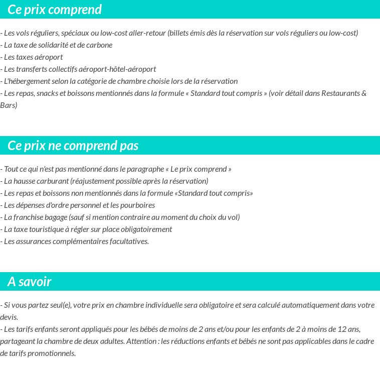 Conditions tarifaires