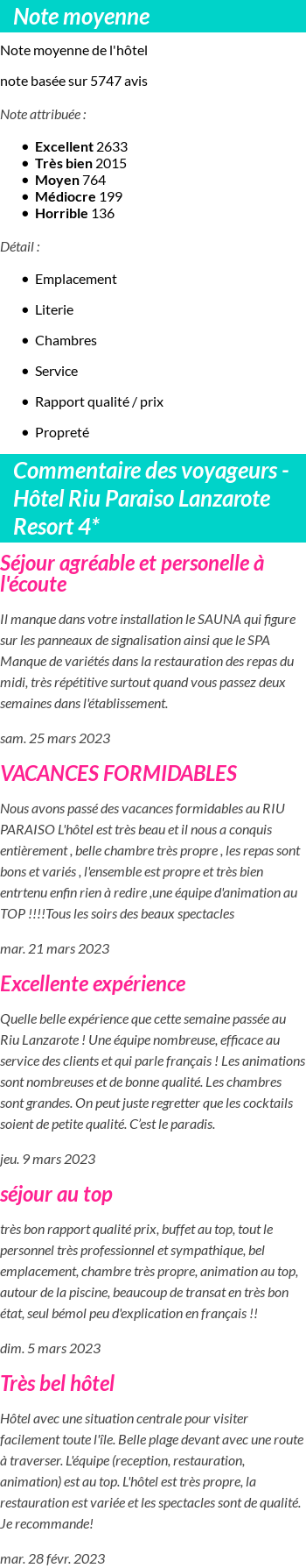 Avis clients