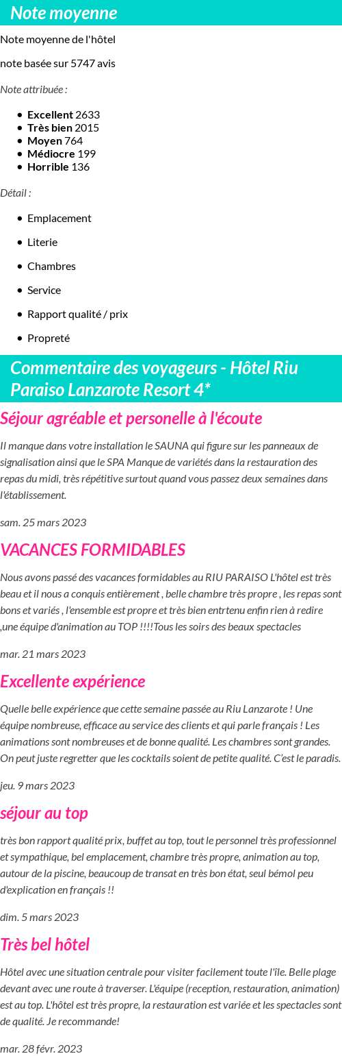 Avis clients