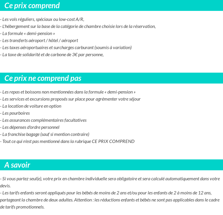 Conditions tarifaires