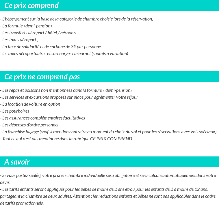 Conditions tarifaires