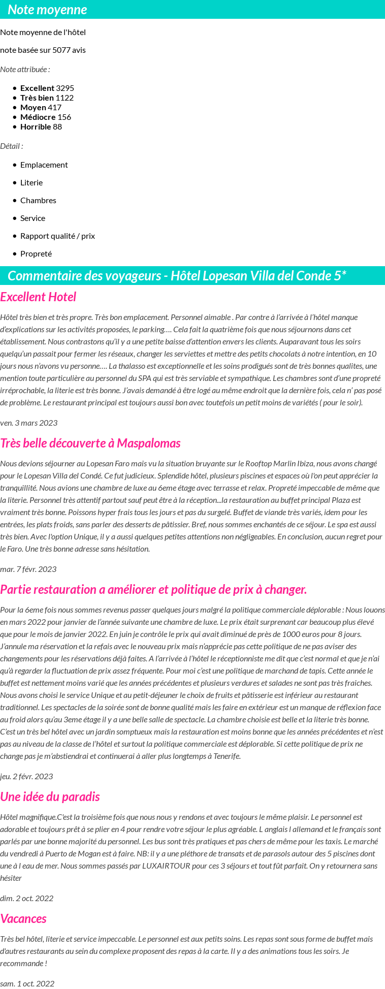 Avis clients