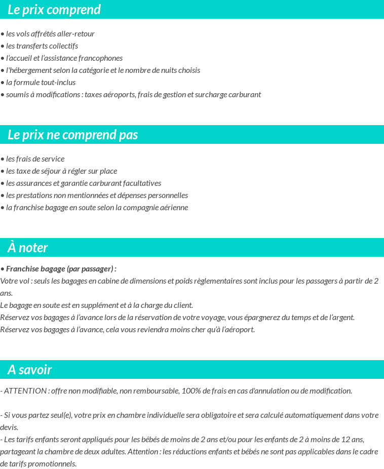 Conditions tarifaires