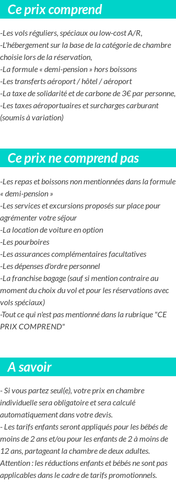 Conditions tarifaires