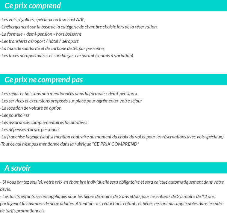 Conditions tarifaires