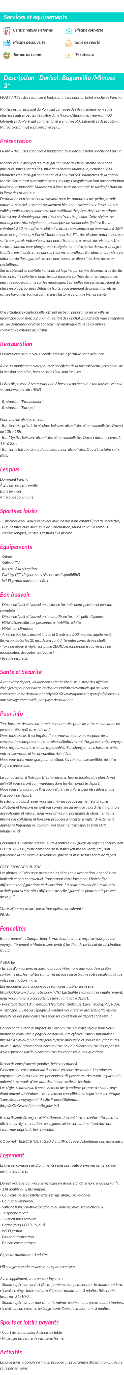 Détails du séjour