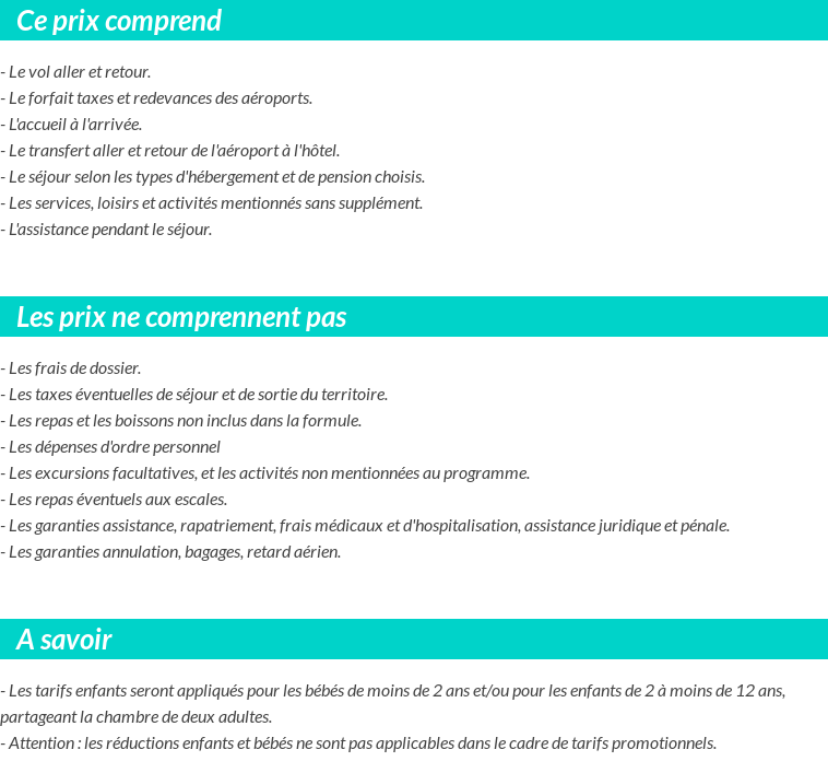Conditions tarifaires