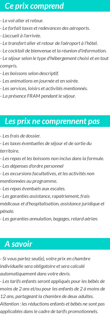 Conditions tarifaires