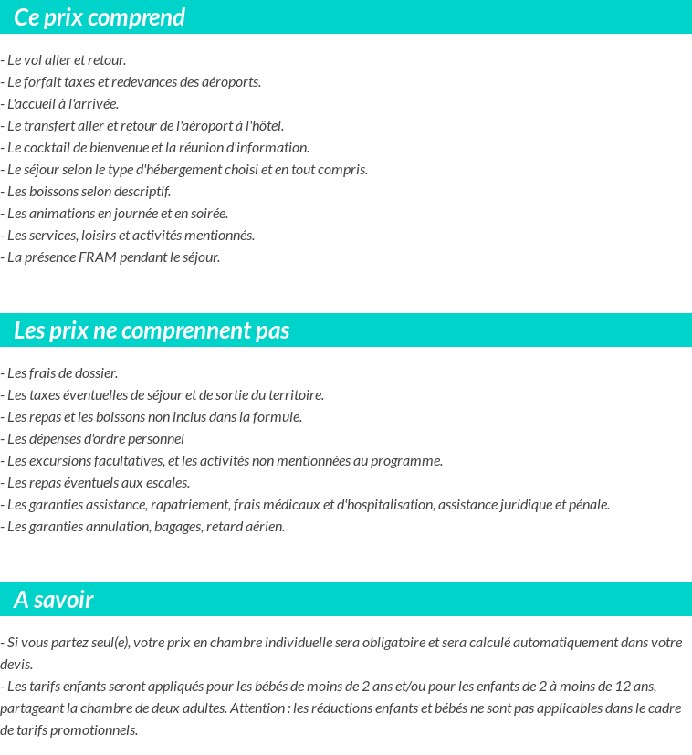 Conditions tarifaires