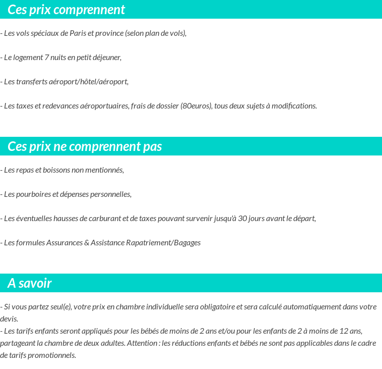 Conditions tarifaires