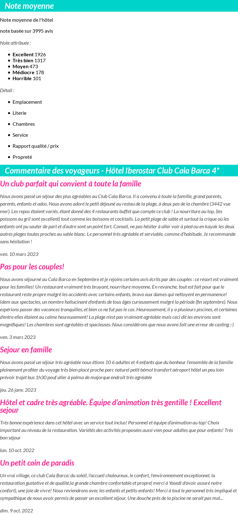 Avis clients