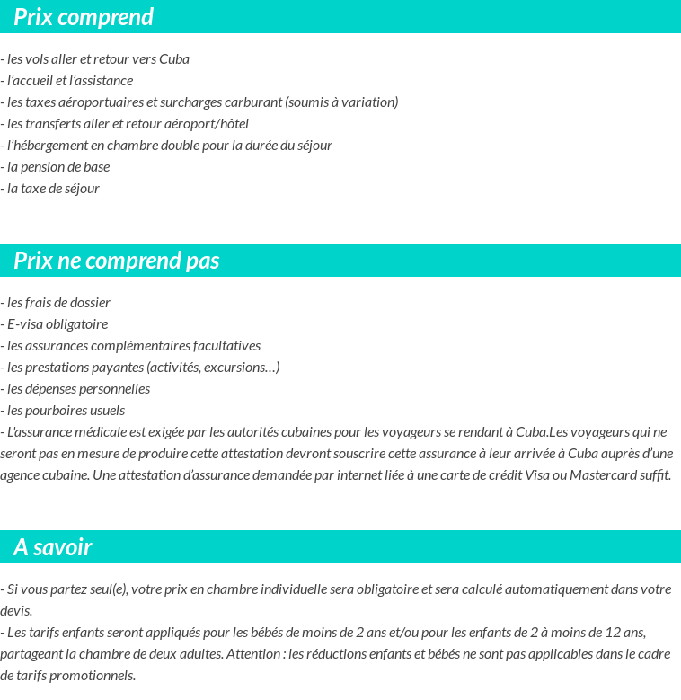 Conditions tarifaires