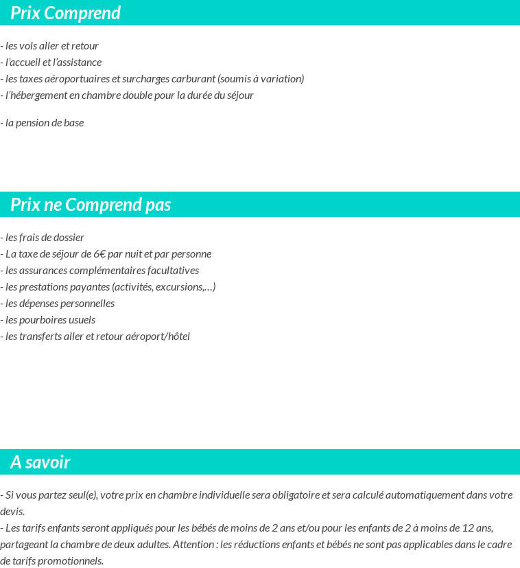 Conditions tarifaires